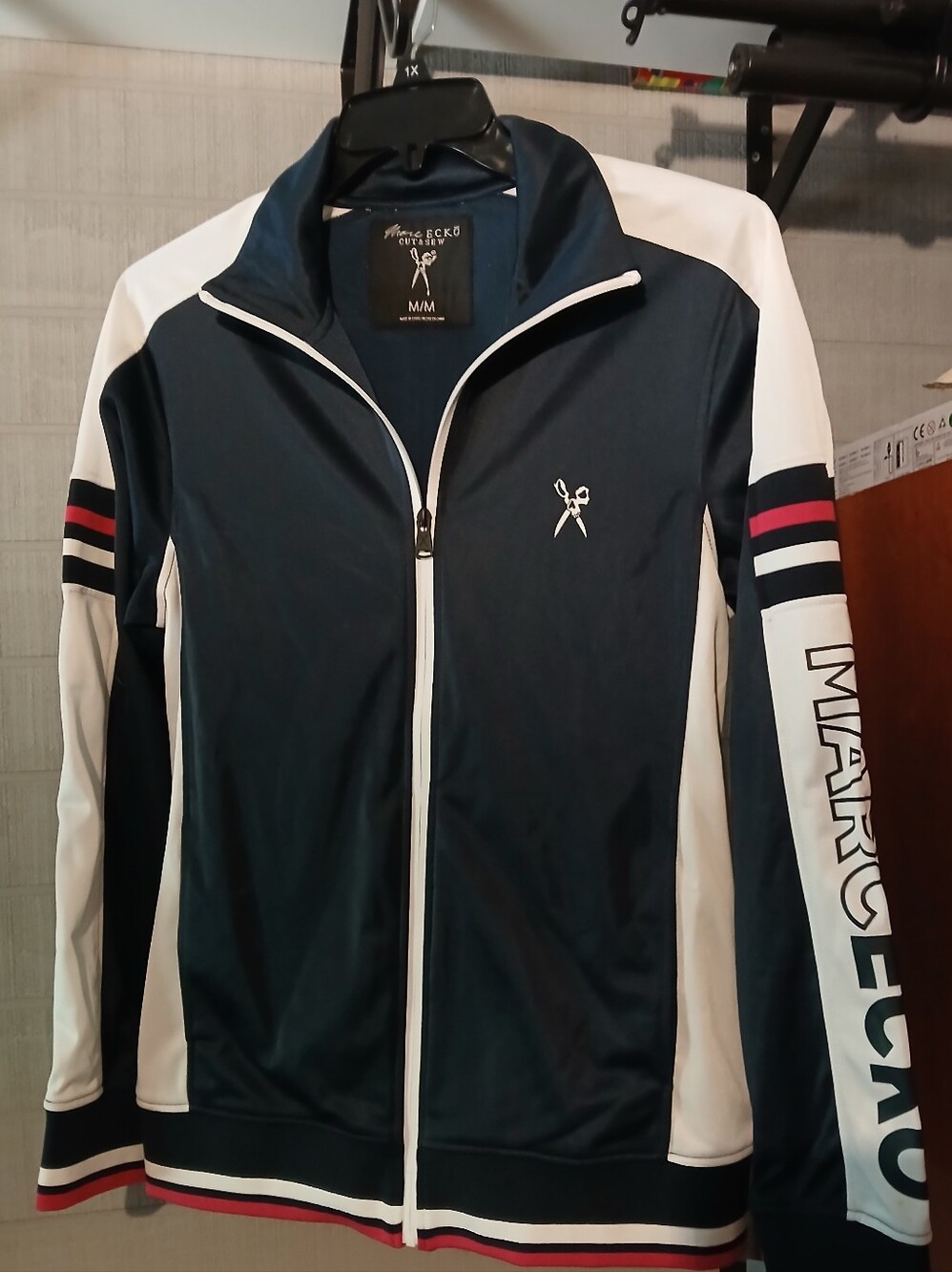 Marc Ecko NWT Cut & Sew Navy,Wht, Pink Medium Unisex Track Jacket FF#446